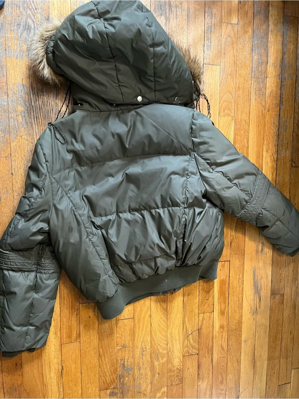 ZeroXposur women’s Olive Green Puffer Jacket with Faux-Fur Hood